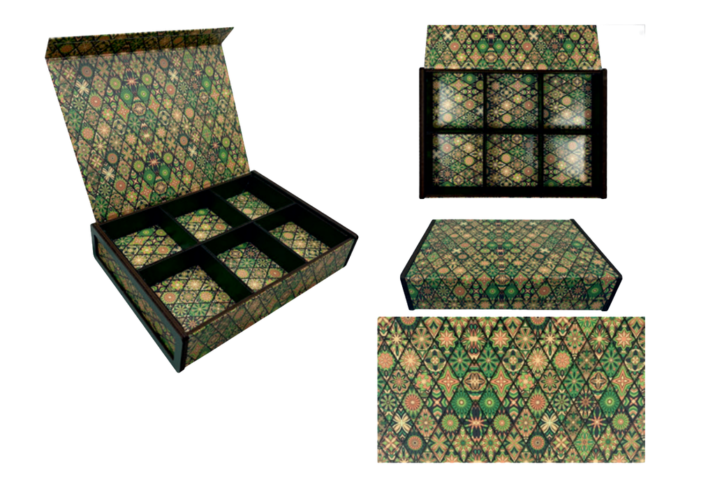 Green MDF Dry Fruit Box 4 Cavity (265x185x55mm)