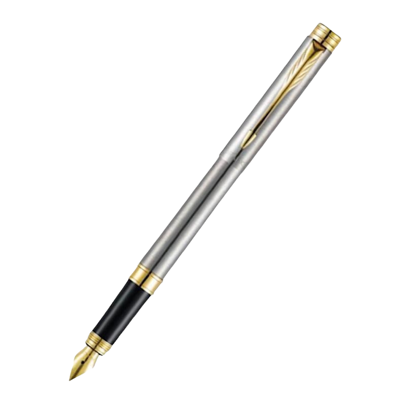 Folio Stainless Steel Gold Trim Fountain Pen