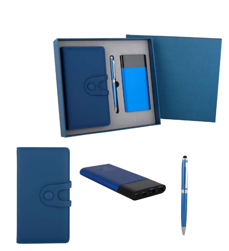 A6 notebook, PowerBank, Pen